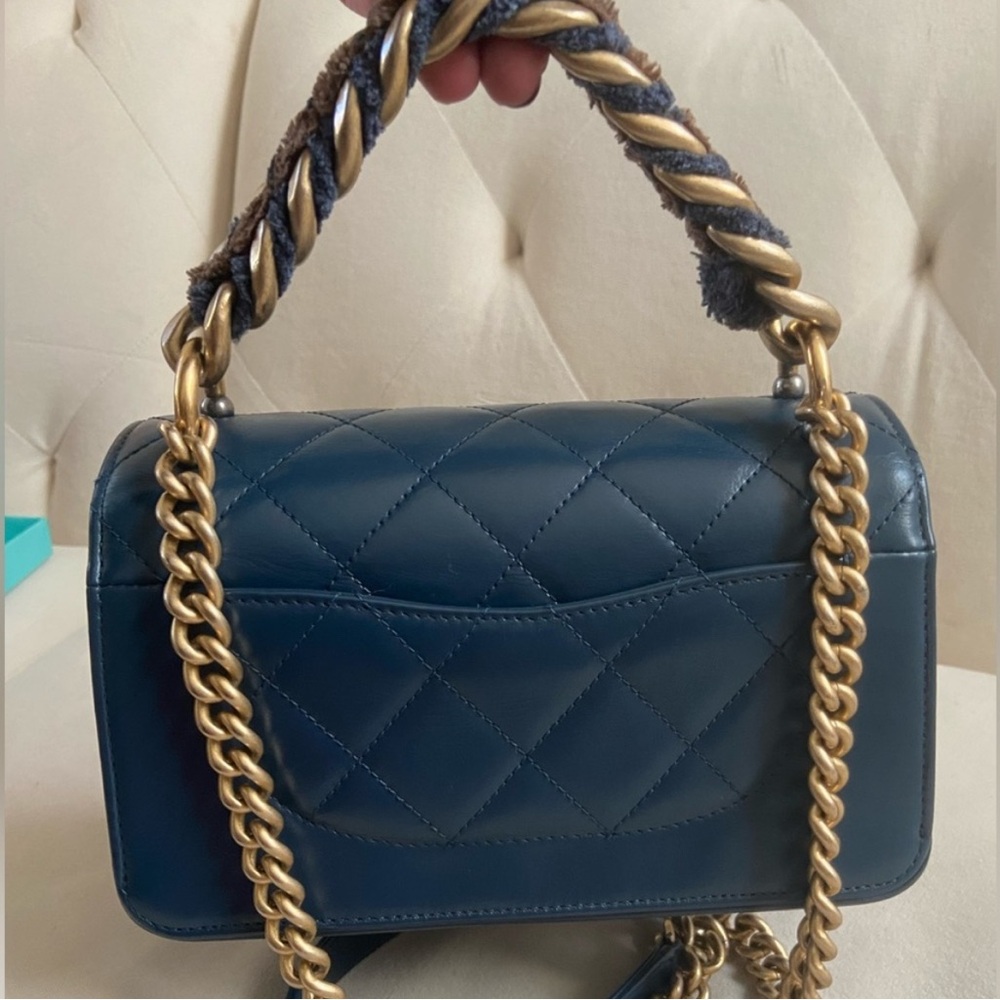 Chanel 🔥RARE 🔥 Navy blue Lambskin   tweed , , 3 compartments , 2018-2019 - Picture 5 of 7